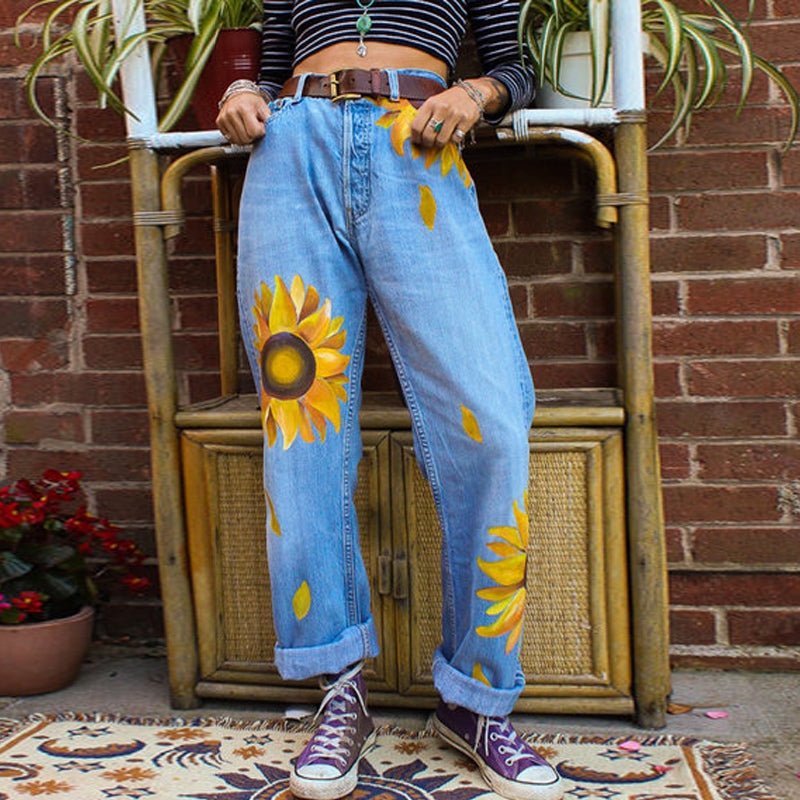 JuliaFashion - 2024 Women's High Waisted Jeans Oversize Casual Straight Pants