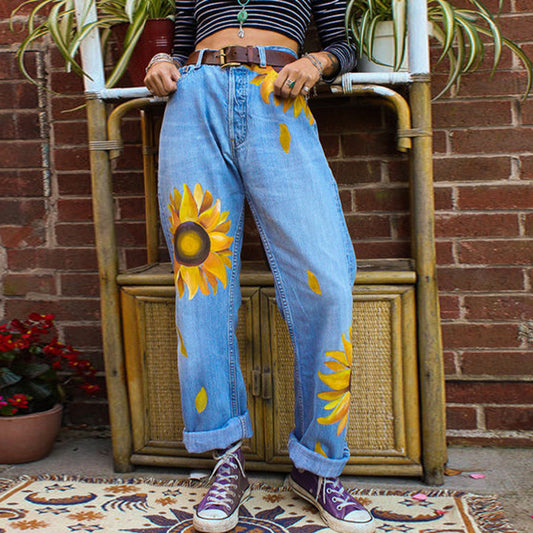 JuliaFashion - 2024 Women's High Waisted Jeans Oversize Casual Straight Pants