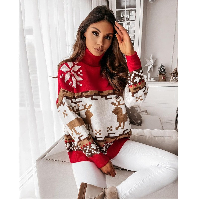 JuliaFashion-Knit Christmas Sweater Women Winter 2024 Pullovers