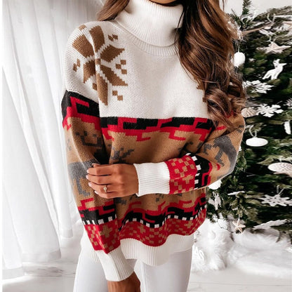 JuliaFashion-Knit Christmas Sweater Women Winter 2024 Pullovers