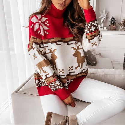 JuliaFashion-Knit Christmas Sweater Women Winter 2024 Pullovers