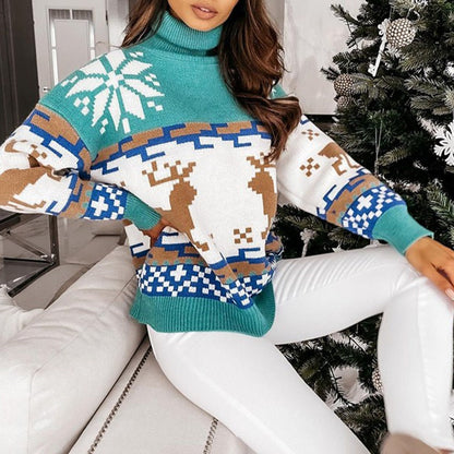 JuliaFashion-Knit Christmas Sweater Women Winter 2024 Pullovers