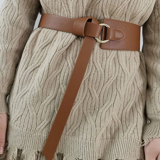 JuliaFashion - 2024 Retro Solid Color PU Leather Wide Corset Belt