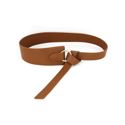 JuliaFashion - 2024 Retro Solid Color PU Leather Wide Corset Belt