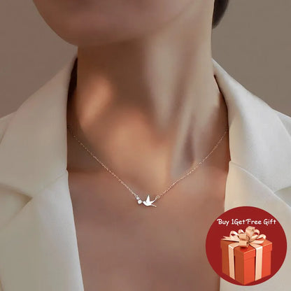 JuliaFashion-Cute White Dove Silver Necklace