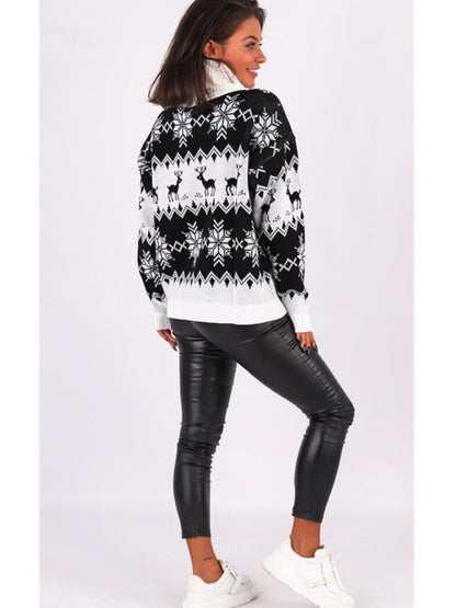 JuliaFashion - 2024 Turtleneck Women Christmas Sweater Streetwear Autumn Winter Pullovers