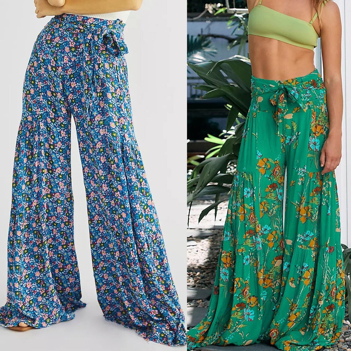 JuliaFashion-Bohemian Style Digital Print Floor-Length Pants