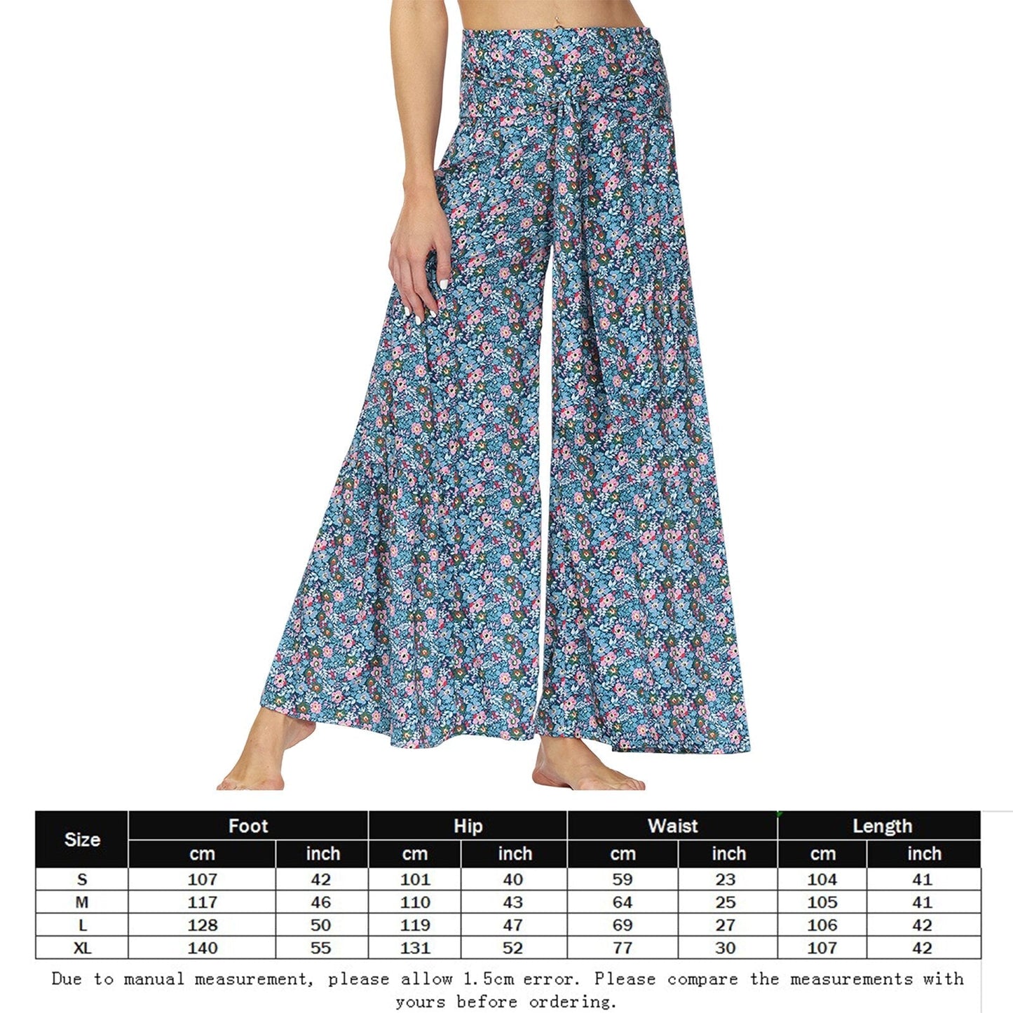 JuliaFashion-Bohemian Style Digital Print Floor-Length Pants