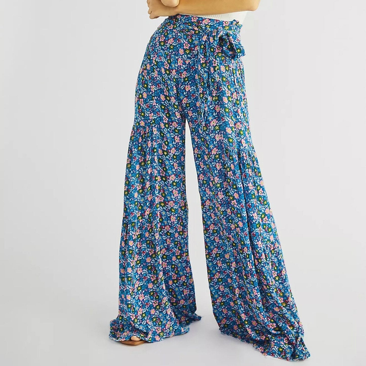 JuliaFashion-Bohemian Style Digital Print Floor-Length Pants