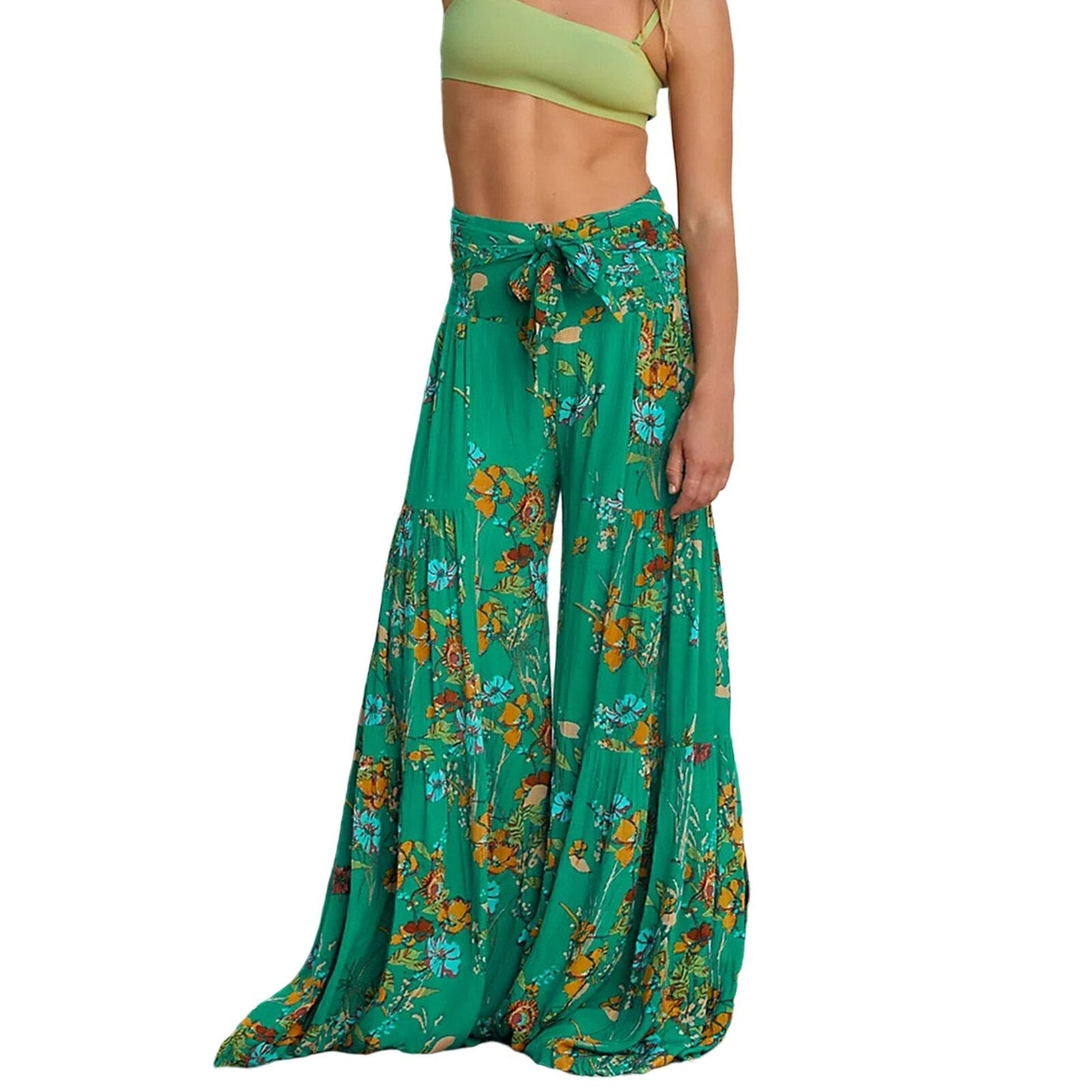 JuliaFashion-Bohemian Style Digital Print Floor-Length Pants