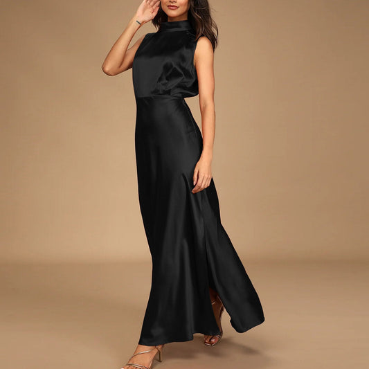 JuliaFashion-Fashion Formal Satin Occasion Maxi Dress