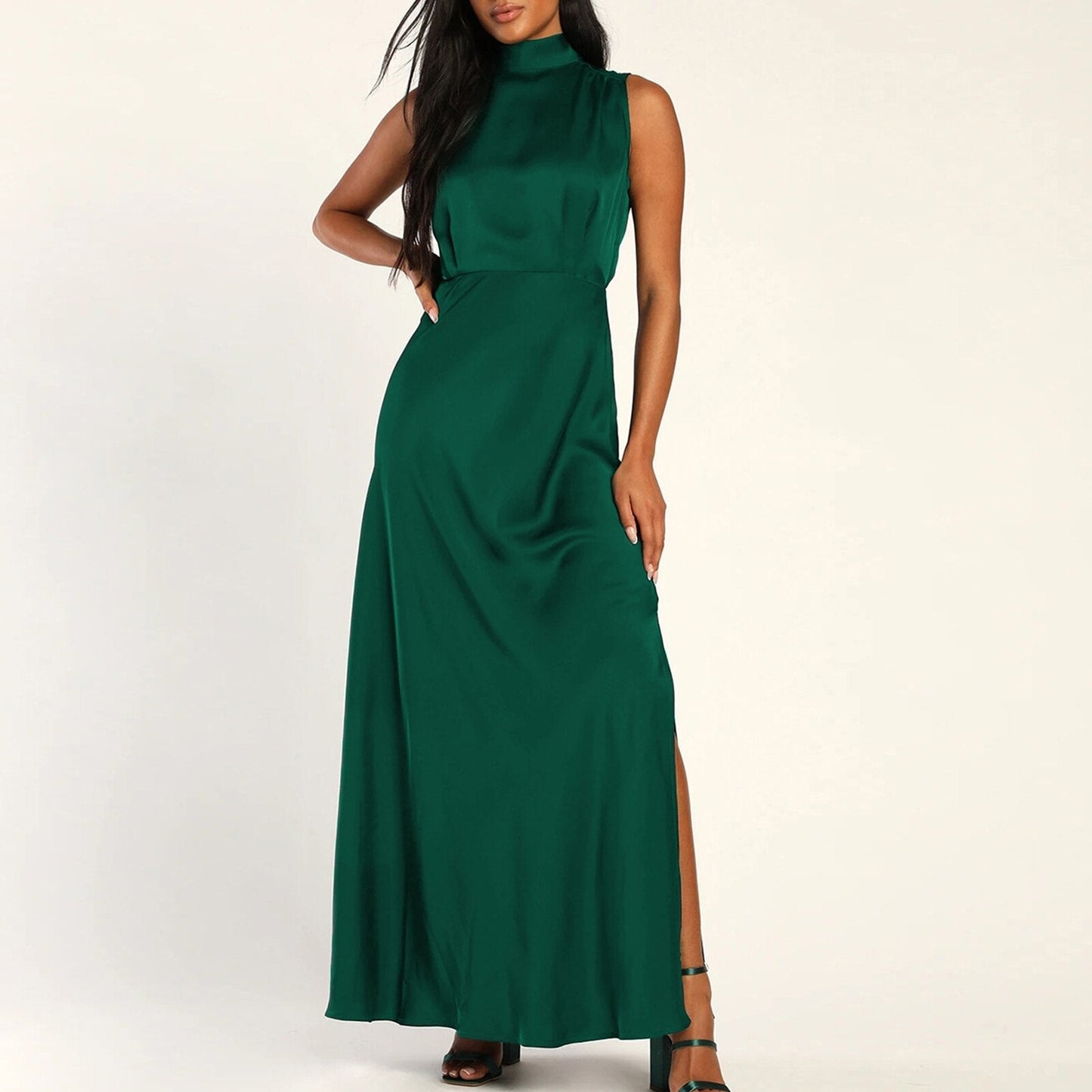 JuliaFashion-Fashion Formal Satin Occasion Maxi Dress