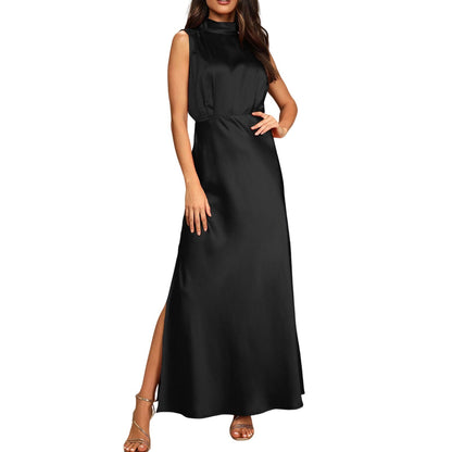 JuliaFashion-Fashion Formal Satin Occasion Maxi Dress