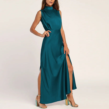 JuliaFashion-Fashion Formal Satin Occasion Maxi Dress