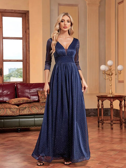 JuliaFashion-Luxury V Neck Formal Evening Dress