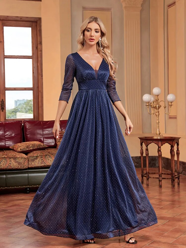 JuliaFashion-Luxury V Neck Formal Evening Dress