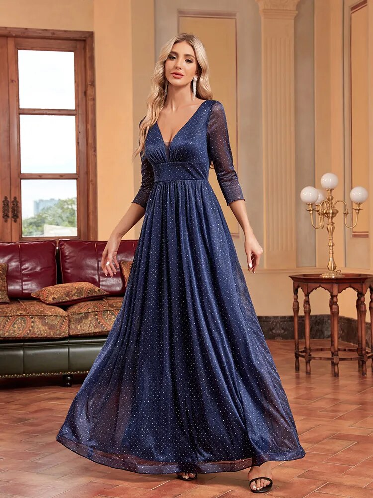 JuliaFashion-Luxury V Neck Formal Evening Dress