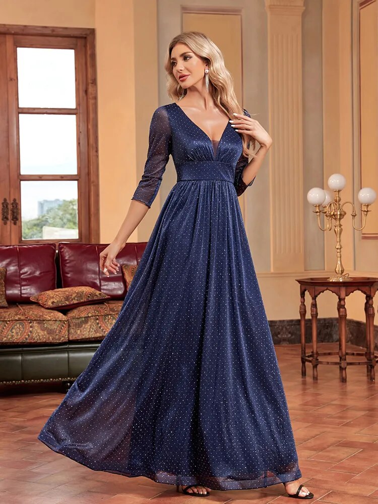 JuliaFashion-Luxury V Neck Formal Evening Dress