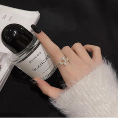 JuliaFashion-Exquisite Double-deck Pearl Adjustable Ring
