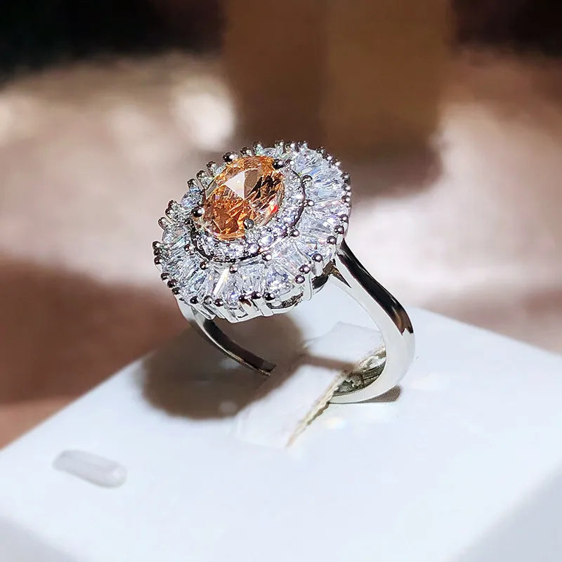 JuliaFashion - 2024 Shiny Zircon Bridal Wedding Silver Ring