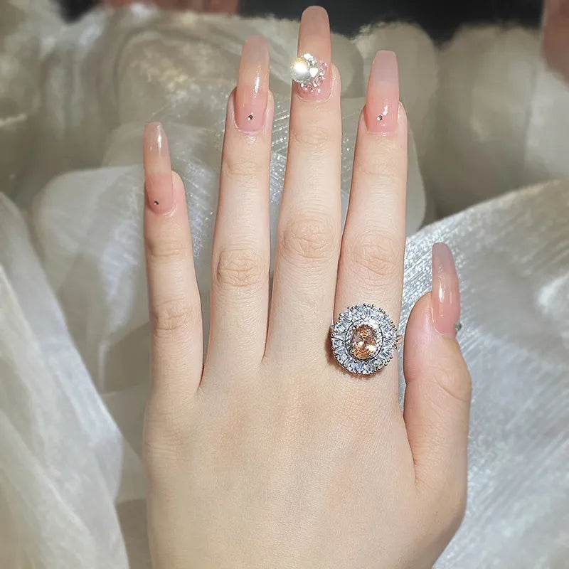 JuliaFashion - 2024 Shiny Zircon Bridal Wedding Silver Ring