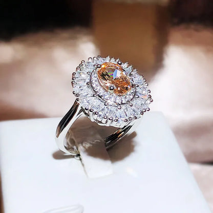 JuliaFashion - 2024 Shiny Zircon Bridal Wedding Silver Ring