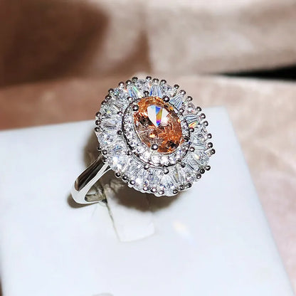 JuliaFashion - 2024 Shiny Zircon Bridal Wedding Silver Ring