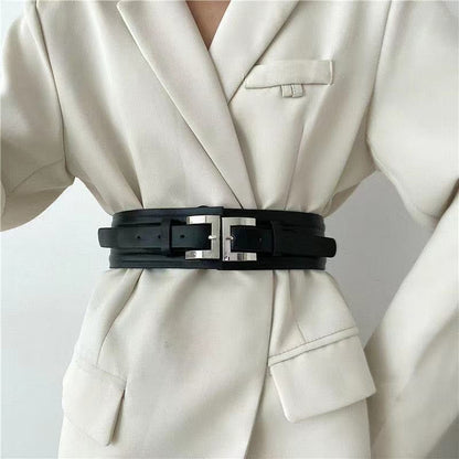 JuliaFashion-Leather Corset Cummerbunds Wild Pin Buckle Belt