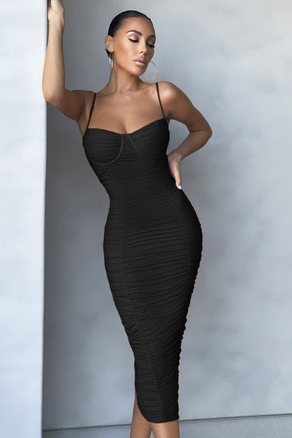 JuliaFashion-Midi Bandage Bodycon Sexy Party Dress