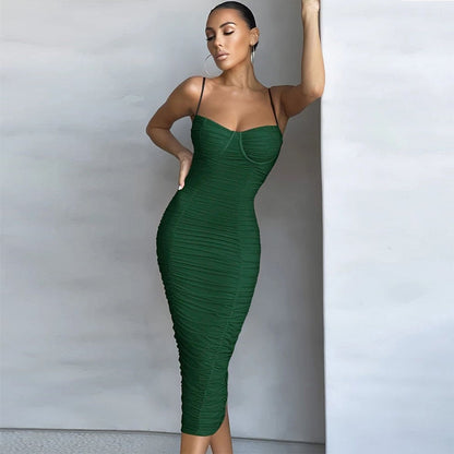 JuliaFashion-Midi Bandage Bodycon Sexy Party Dress