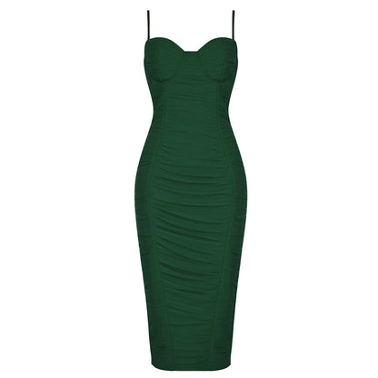 JuliaFashion-Midi Bandage Bodycon Sexy Party Dress