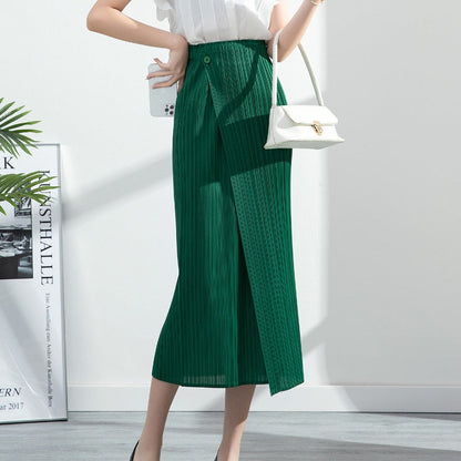 JuliaFashion-High-Waisted Slim Midi Skirt