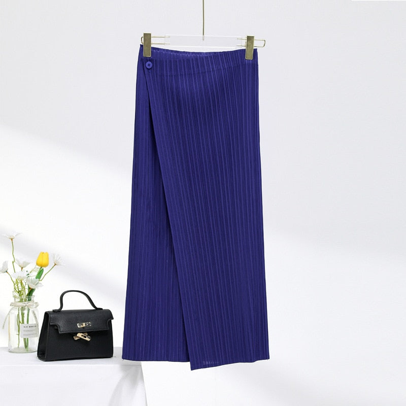 JuliaFashion-High-Waisted Slim Midi Skirt