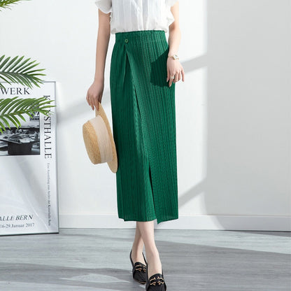 JuliaFashion-High-Waisted Slim Midi Skirt