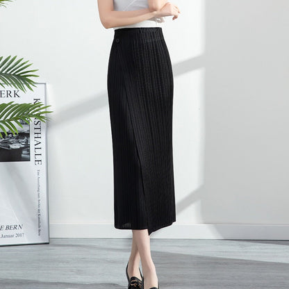 JuliaFashion-High-Waisted Slim Midi Skirt