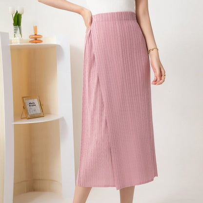 JuliaFashion-High-Waisted Slim Midi Skirt