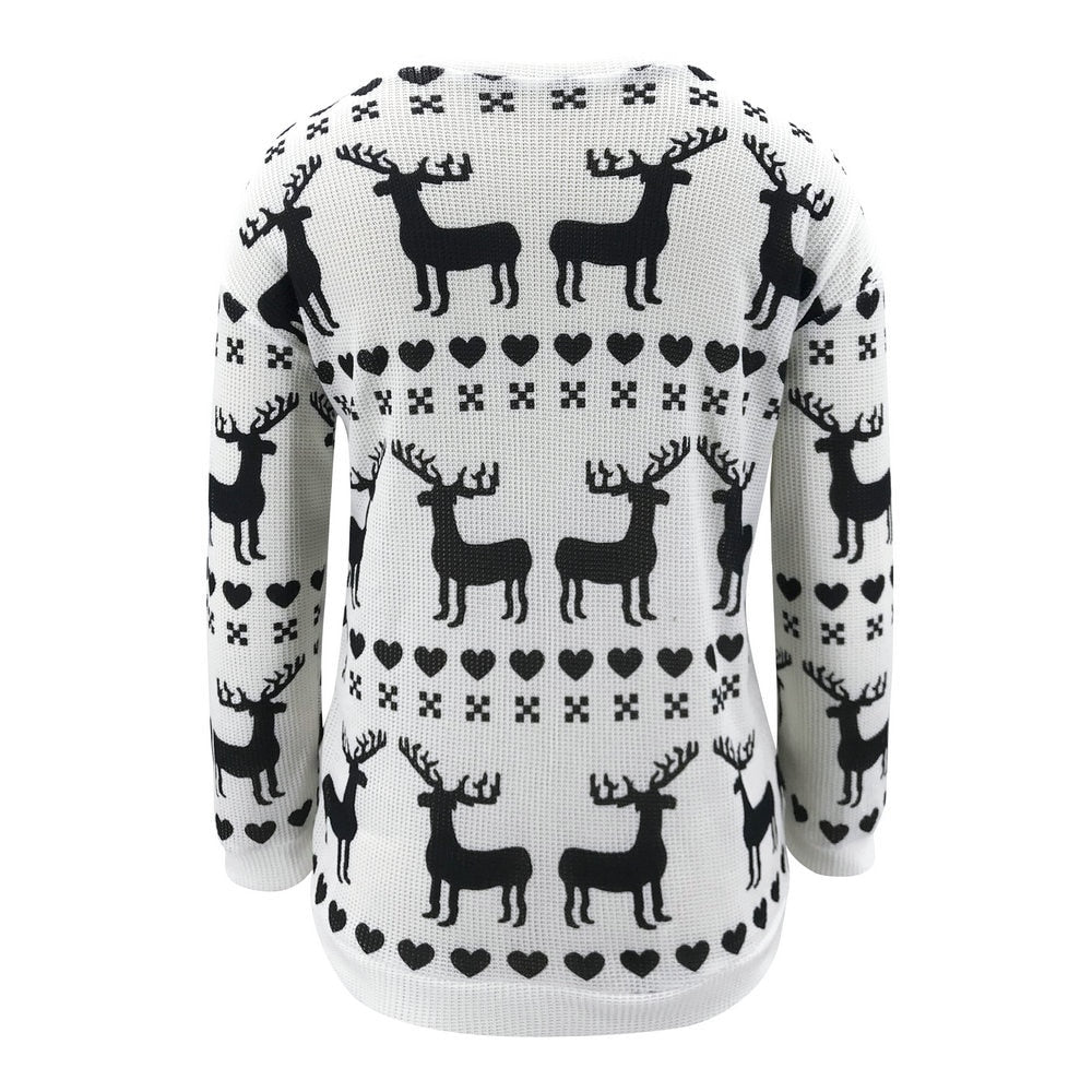 JuliaFashion-New Christmas Printed Sweater Women Long Sleeve O-Neck Sweater