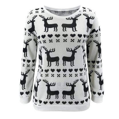 JuliaFashion-New Christmas Printed Sweater Women Long Sleeve O-Neck Sweater