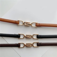 JuliaFashion-Personality Metal Buckle Waist Strap Designer Leather Thin Belt