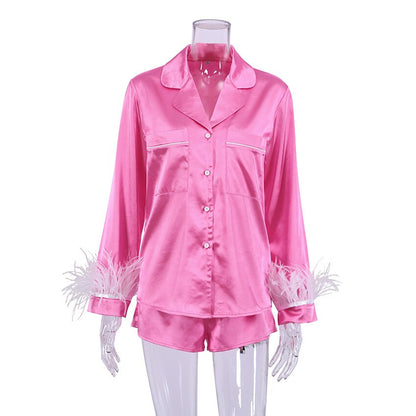 JuliaFashion - 2024 Satin Pajamas 2 Piece Set Sleepwear