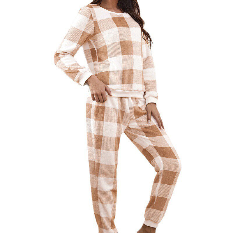 JuliaFashion - 2024 Warm Flannel Cute Print Pajama Set