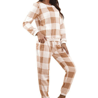 JuliaFashion - 2024 Warm Flannel Cute Print Pajama Set