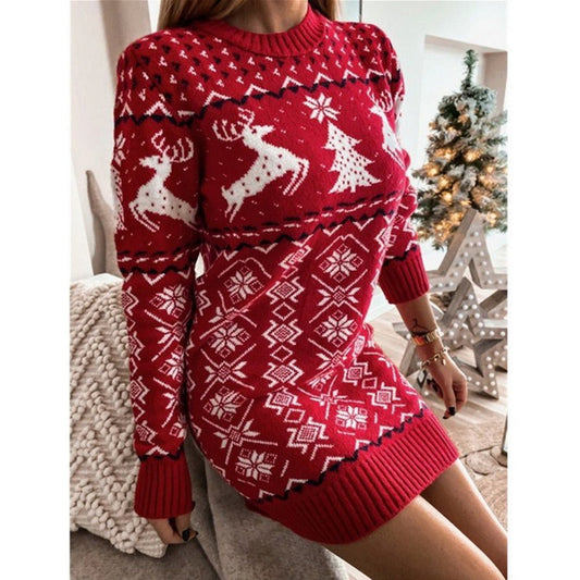 JuliaFashion-New Year's Costume Xmas Girl Sweater Dress Long Sleeve Jumpers