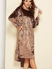 JuliaFashion-Night City Velvet Slouchy Midi Dress