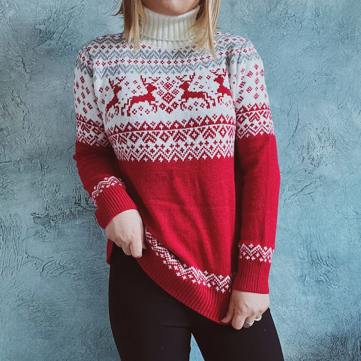 JuliaFashion-2024 Autumn Winter New Year Christmas Sweater Casual Knitted Pullover