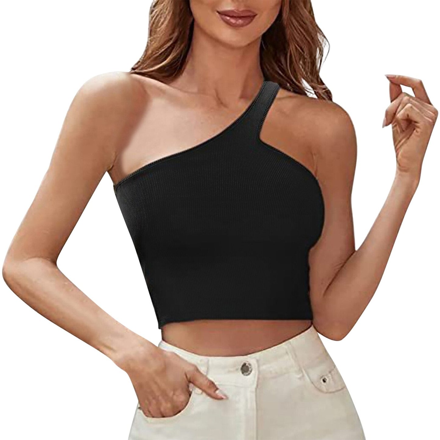 JuliaFashion - 2024 Trendy One-Shoulder Backless Cami Tops