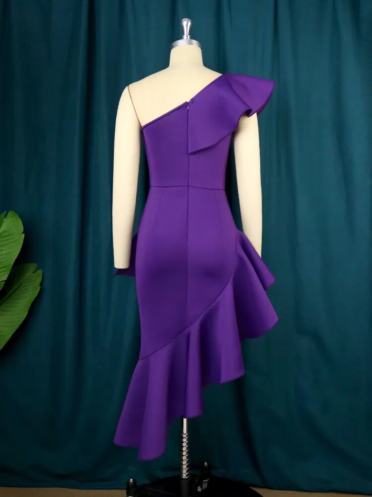 JuliaFashion-One Shoulder Irregular Purple Evening Dress