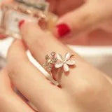 JuliaFashion-Cute Brand Opal Daisy Adjustable Ring