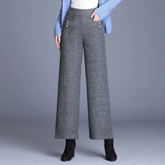 JuliaFashion-Pendent Chic High Waist Loose Classic Straight Trousers