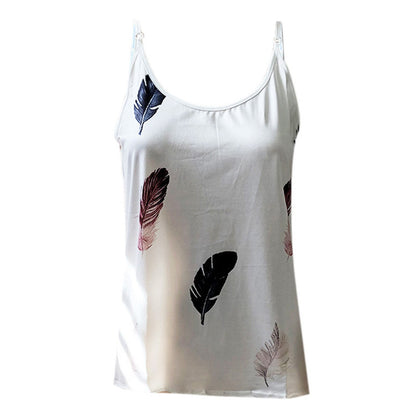 JuliaFashion - 2024 U-Neck Plumage Printed Cami Tops